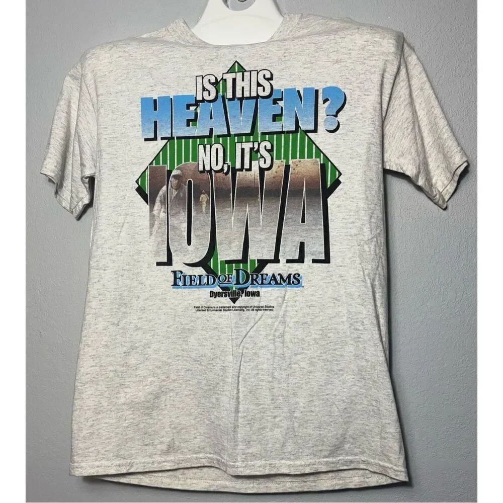 Vintage 90s Field of Dreams Shirt From Gift Shop Size Medium Gray/White